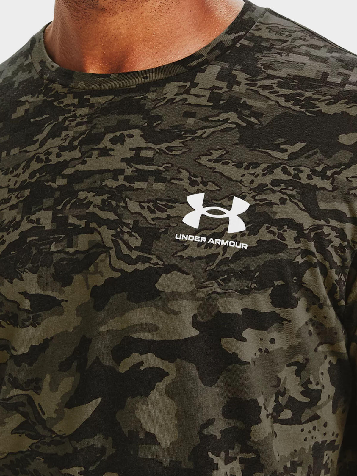 TSHIRT UNDER ARMOUR HOMME VERT CAMOUFLAGE 5/7