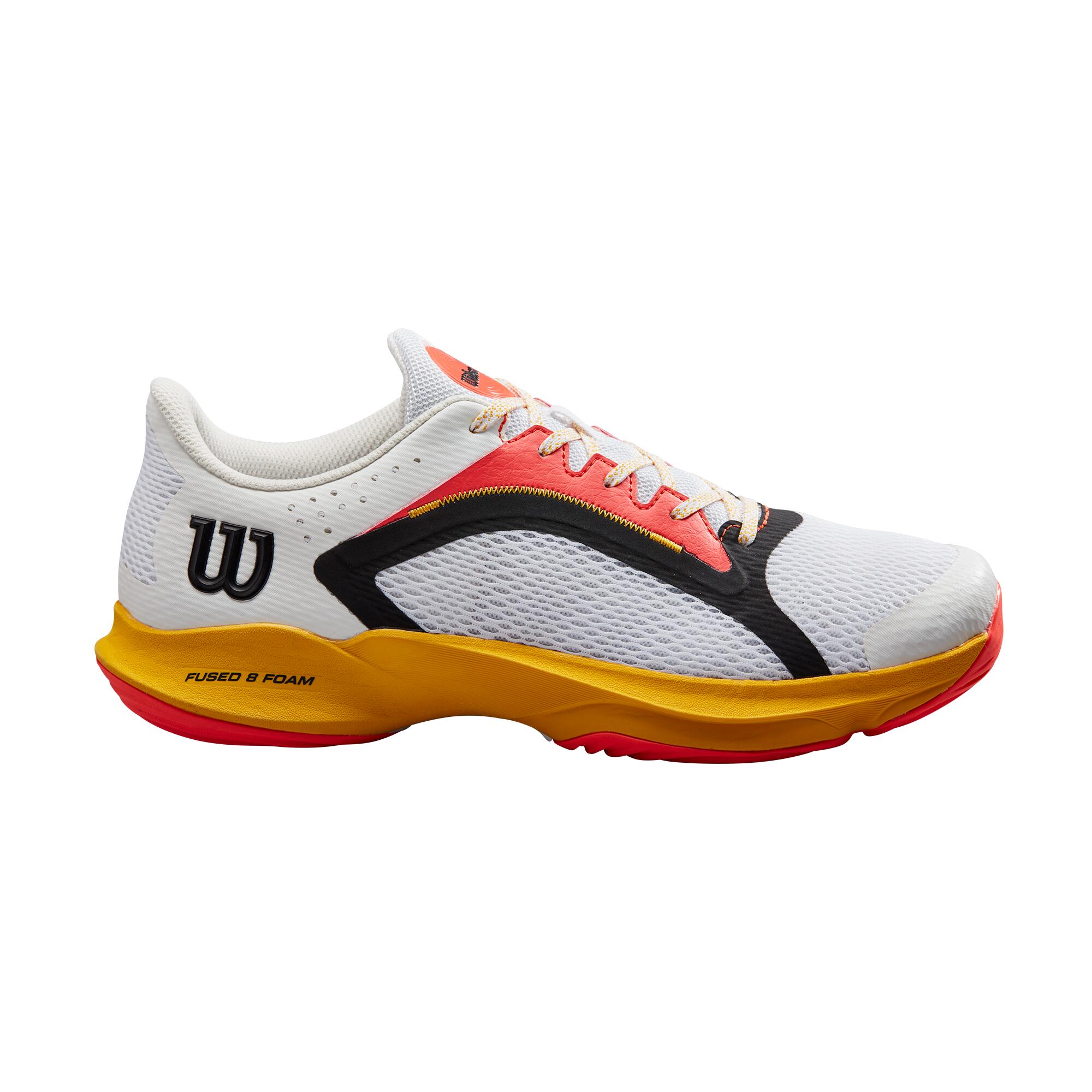 Wilson Hurakn 2.0 Men's Padel Tennis Sports Shoe Trainer - White/Old Gold/Fiery 2/4