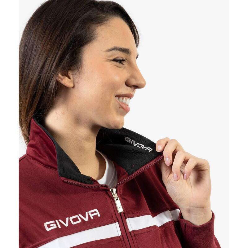 Trening Givova One Full Zip, Visiniu/Negru, M