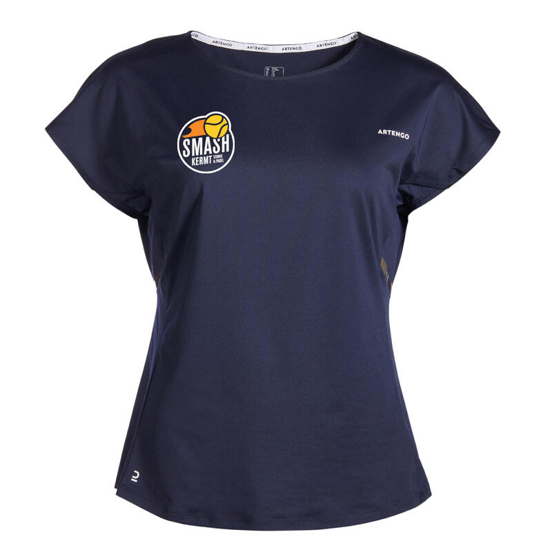 TC Smash Kermt T-Shirt tennis col rond   femme - Dry 500 bleu noir NL 38 / FR