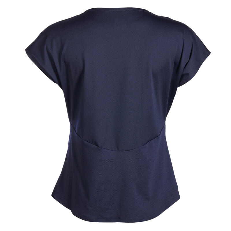 TC Smash Kermt T-Shirt tennis col rond dry soft femme - Dry 500 bleu noir