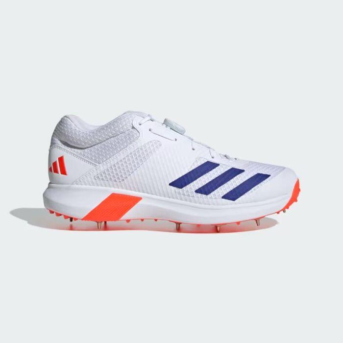 Adidas AdiPower Vector Mid 20 Bowling Cricket Shoes - White/Blue/Red 6/7