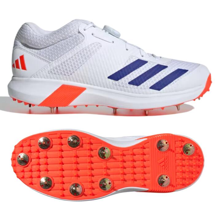 Adidas AdiPower Vector Mid 20 Bowling Cricket Shoes - White/Blue/Red 1/7