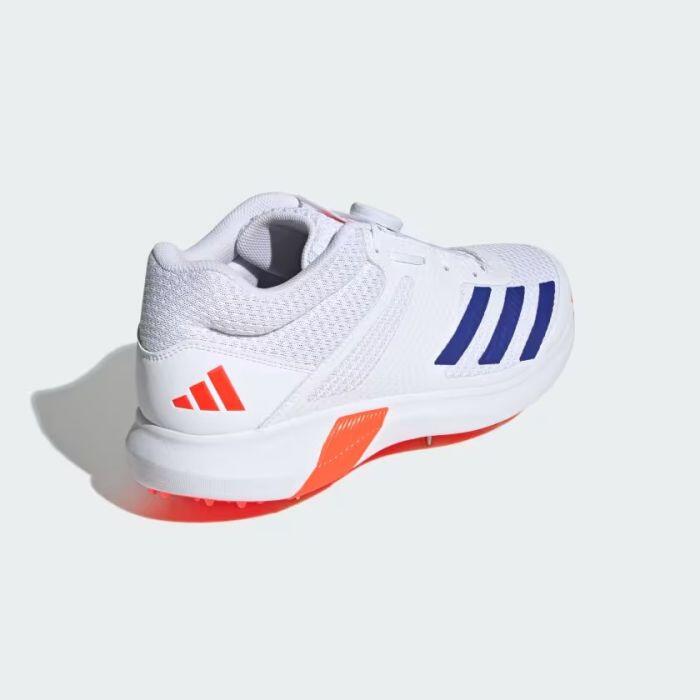 Adidas AdiPower Vector Mid 20 Bowling Cricket Shoes - White/Blue/Red 4/7