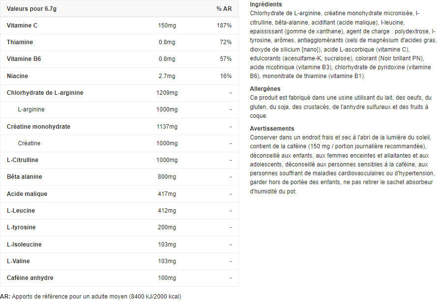 Pre-workout - Black Blood NOX+ - Myrtille Citron Vert 330g 2/5