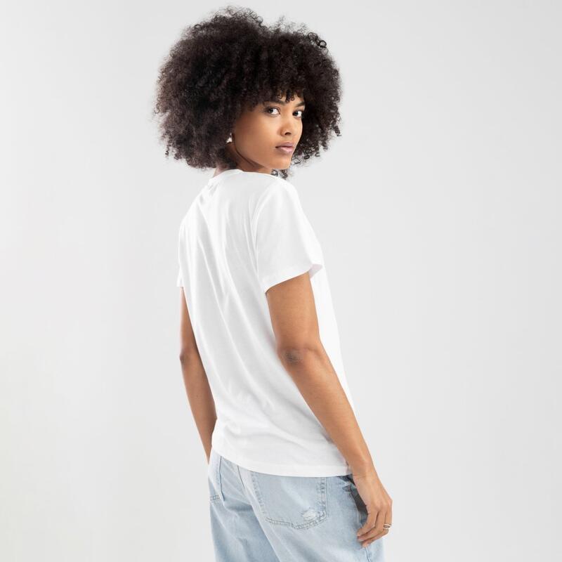 Camisola de manga curta de algodão mulher Lifestyle Urban-W SIROKO Branco