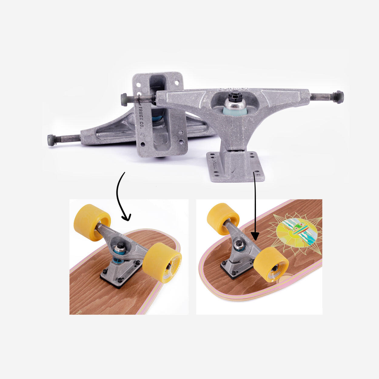 G*Truck Surf Skate Achse - Achsen Set - Surf Trainer - 165mm tumbled 2/6