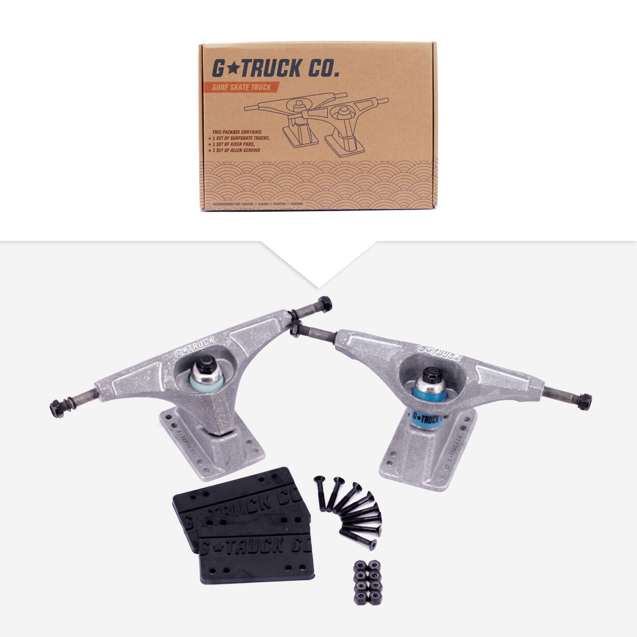 G*Truck Surf Skate Achse - Achsen Set - Surf Trainer - 165mm tumbled 6/6