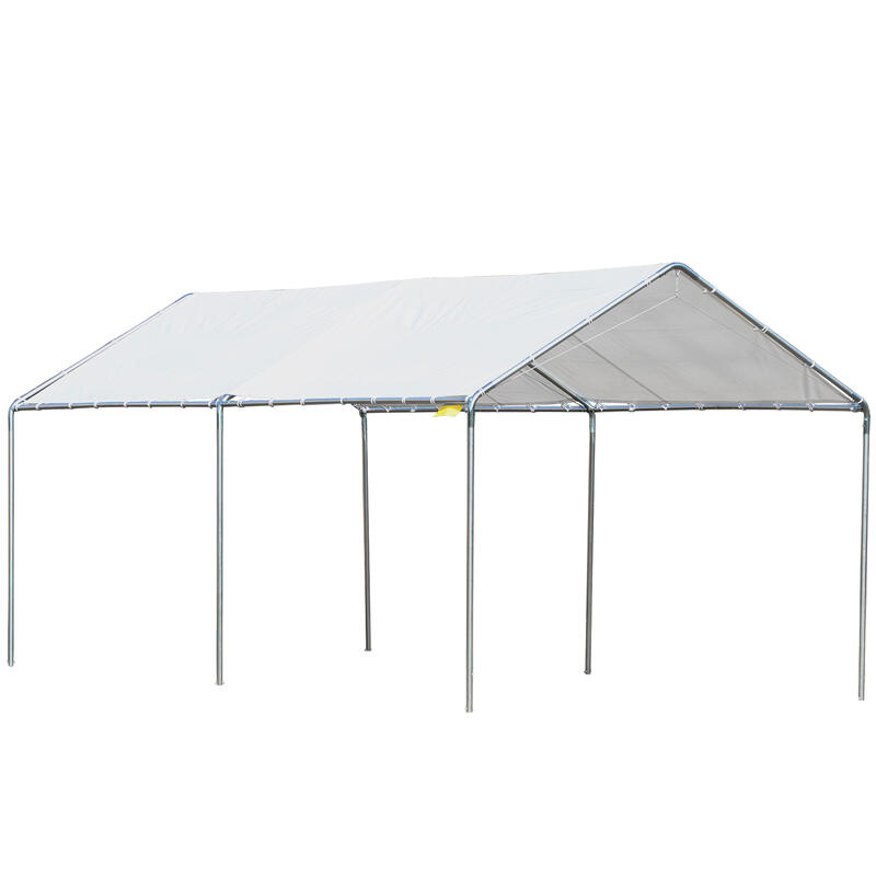 Cochera Exterior Outsunny 294x595x260 cm Blanco