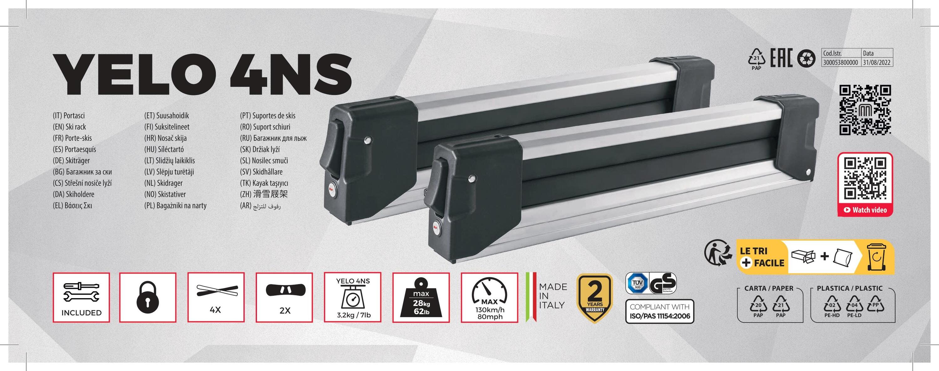 Porte-skis / Snowboards Menabo Yelo 4NS Noir 7/7