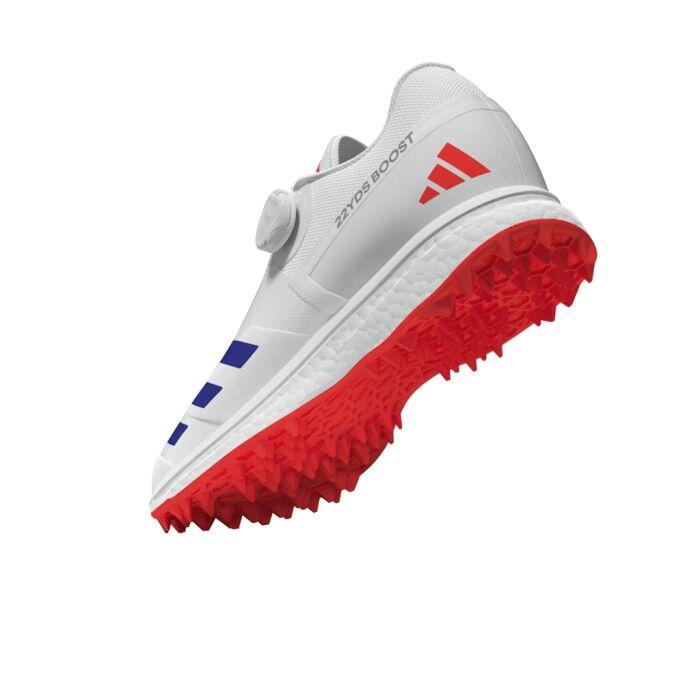 Adidas 22YDS SL22 Boost Cricket Shoes - White/Blue/Red 6/6