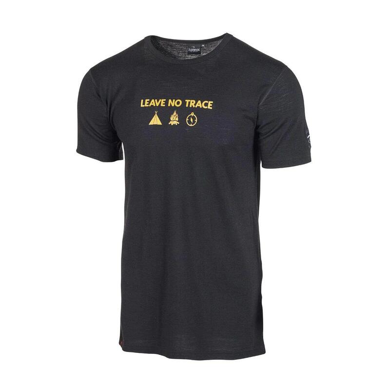 T-shirt Agaton Trace pour homme - 100% laine mérinos - Noir