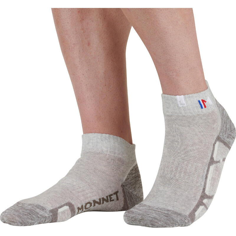 Monnet - Chaussette Basse Lin Coton - Chaussettes - Blanc|gris - 39/42 - Decathlon