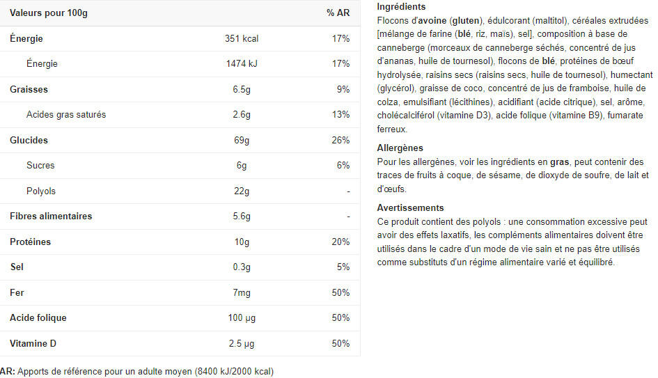 Caja De Barritas Proteicas De Muesli (28x30g) - Arándanos Y Frambuesas 2/3