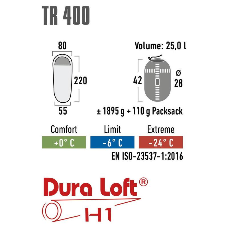 Sacco a pelo a mummia High Peak TR 400, 3 stagioni (primavera/estate/autunno)
