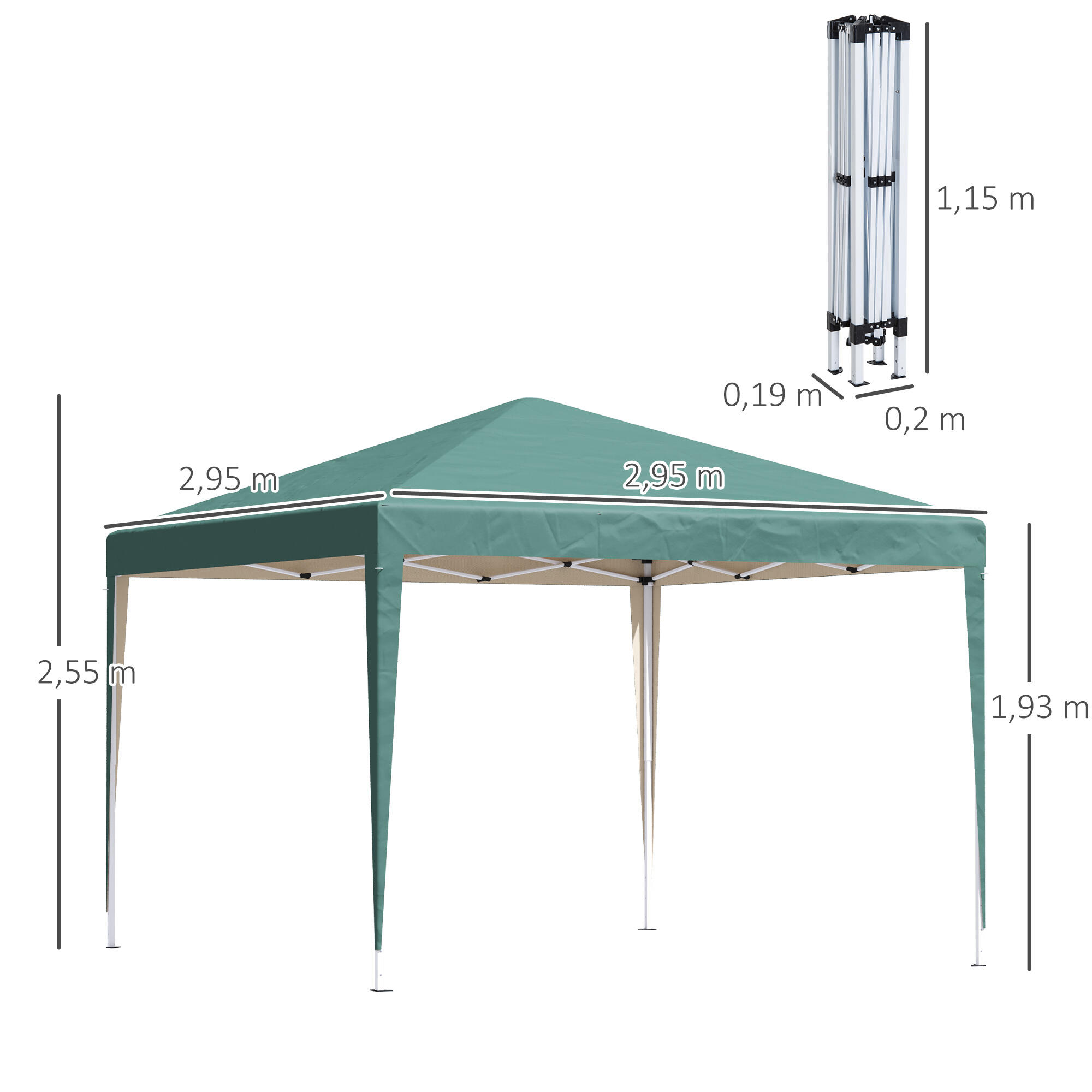 Carpa Evento Deportivo Outsunny 295x295x255 cm Verde 3/7