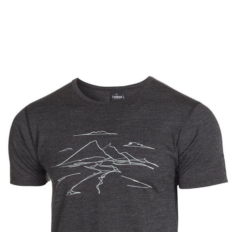 T-shirt Agaton Mountain pour homme - 100% laine mérinos - Gris