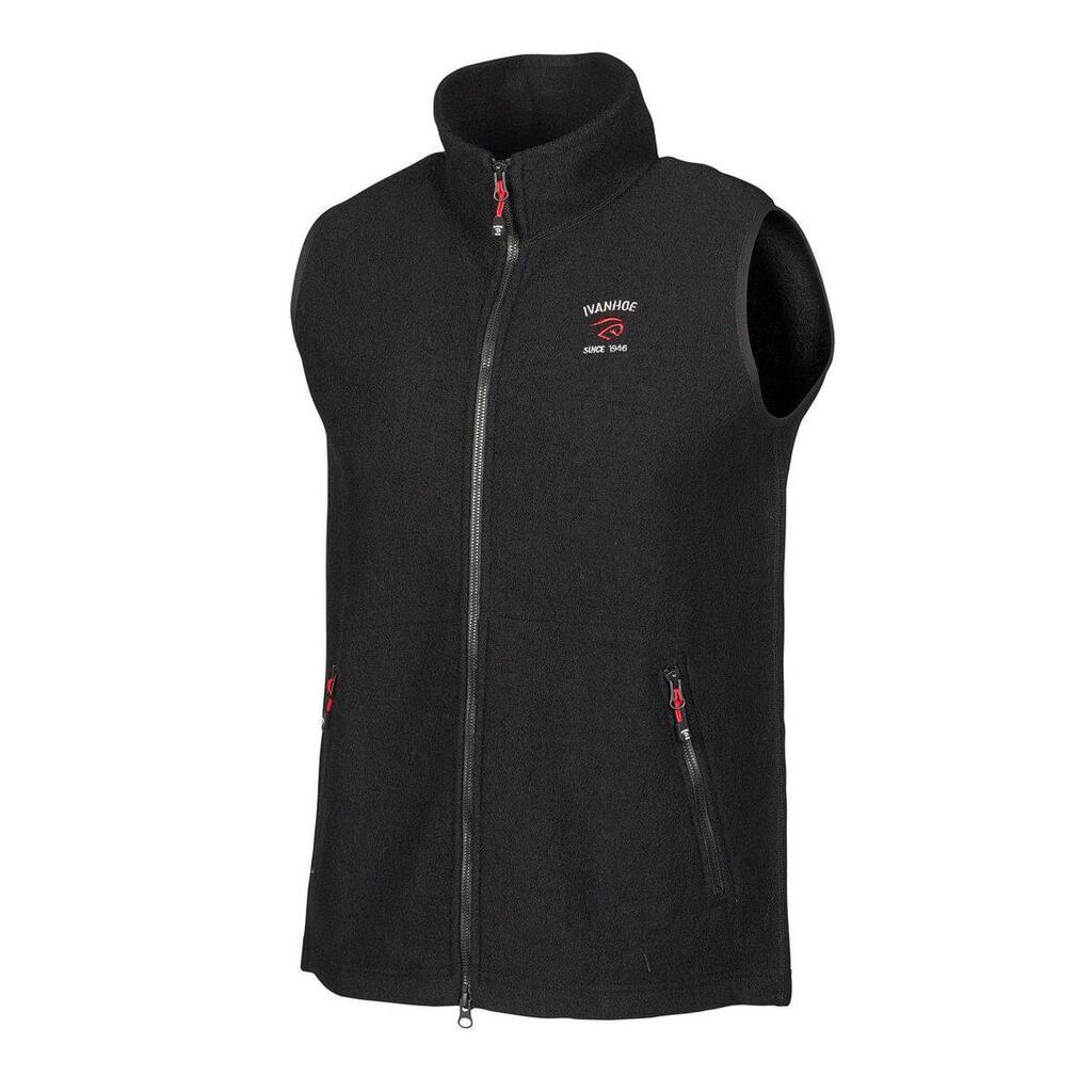 Ivanhoe mouwloos vest Elton Full Zip Black voor heren van wol - Zwart