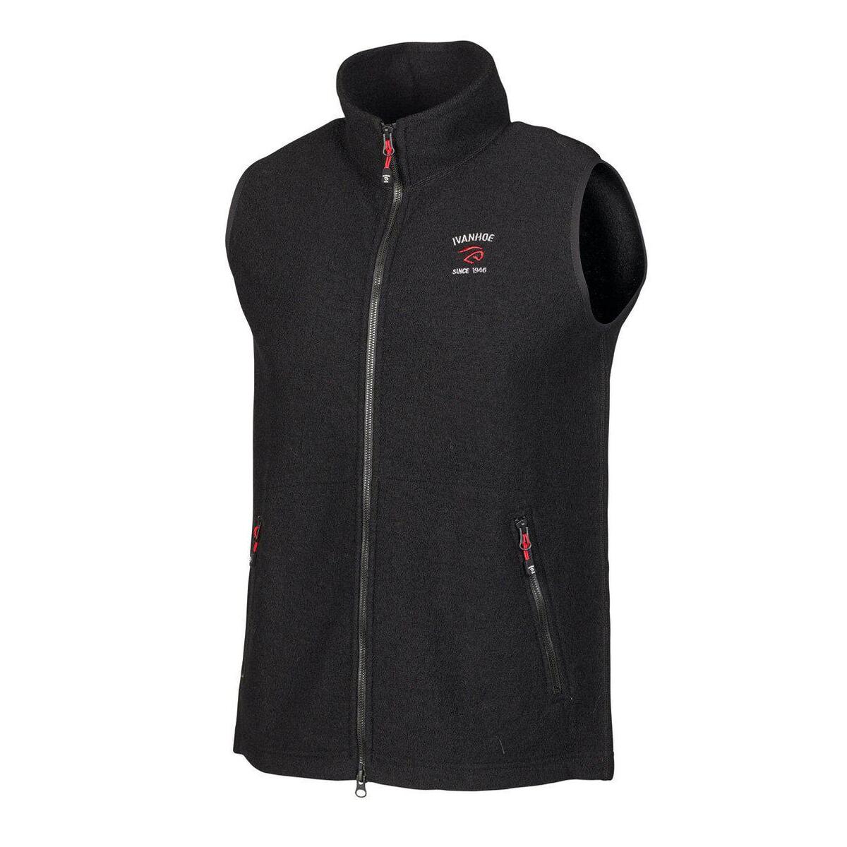 IVANHOEOEFSWEDEN Mouwloos vest Elton Full Zip Black voor heren van wol - Zwart