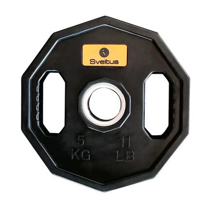 Disque de poids 10 kg - revêtement caoutchouc noir, poignées