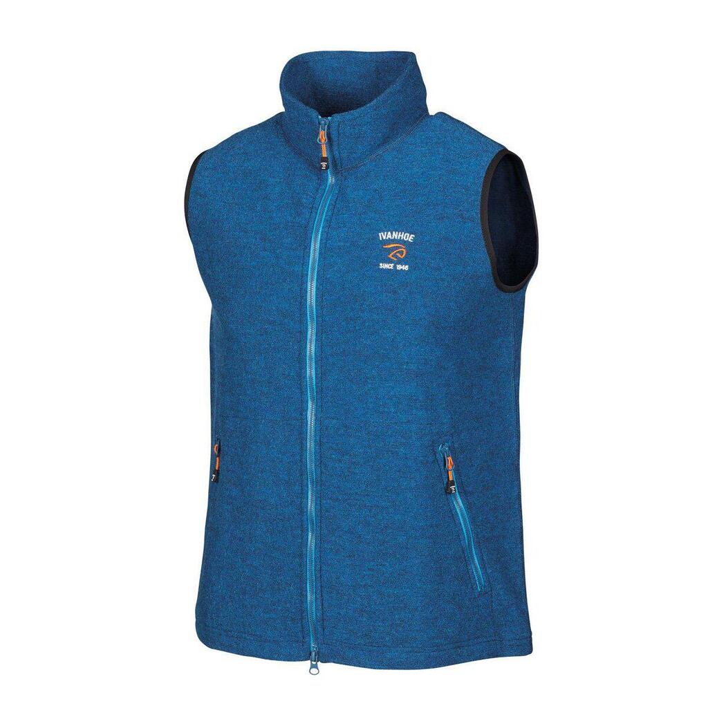 Elton Full Zip Electric Blue Men's Sleeveless Wool Vest - Blue