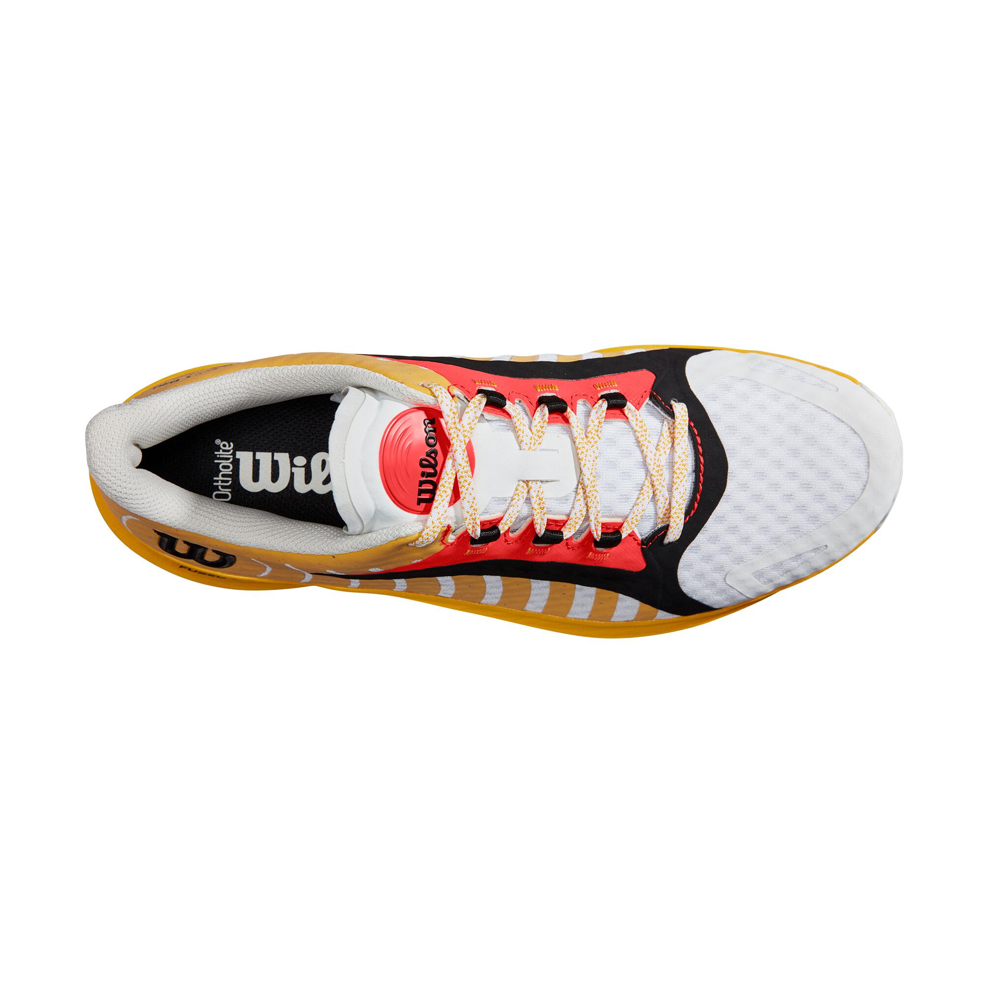 Wilson Hurakn Pro Men's Padel Tennis Sports Shoe Trainer - White/Old Gold/Fiery 4/4