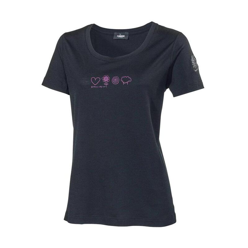 T-shirt Meja Symbols pour femme - 100% laine mérinos - Noir