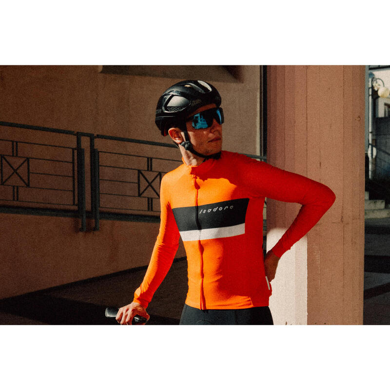 Maillot à manches longues de cyclisme pour hommes Gravel Worlds Orange
