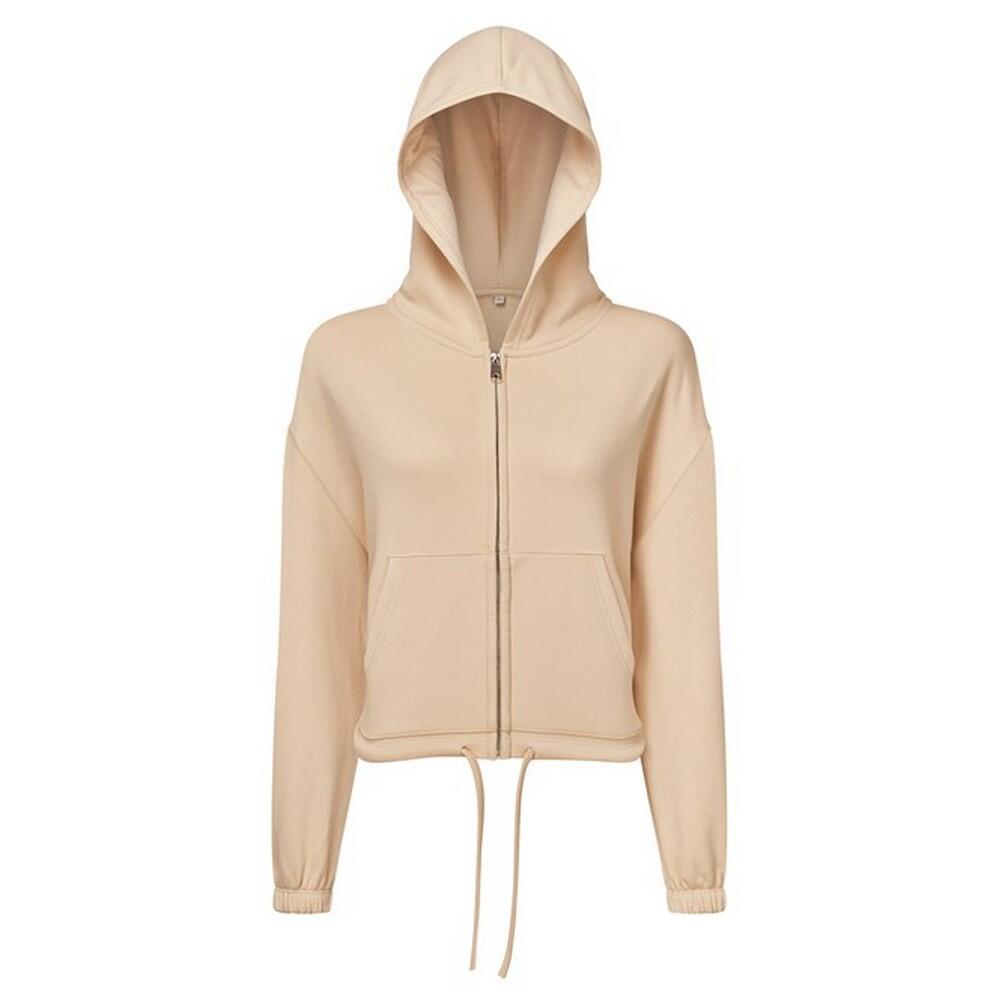 TRIDRI Womens/Ladies Recycled Cropped Oversized Full Zip Hoodie (Nude)