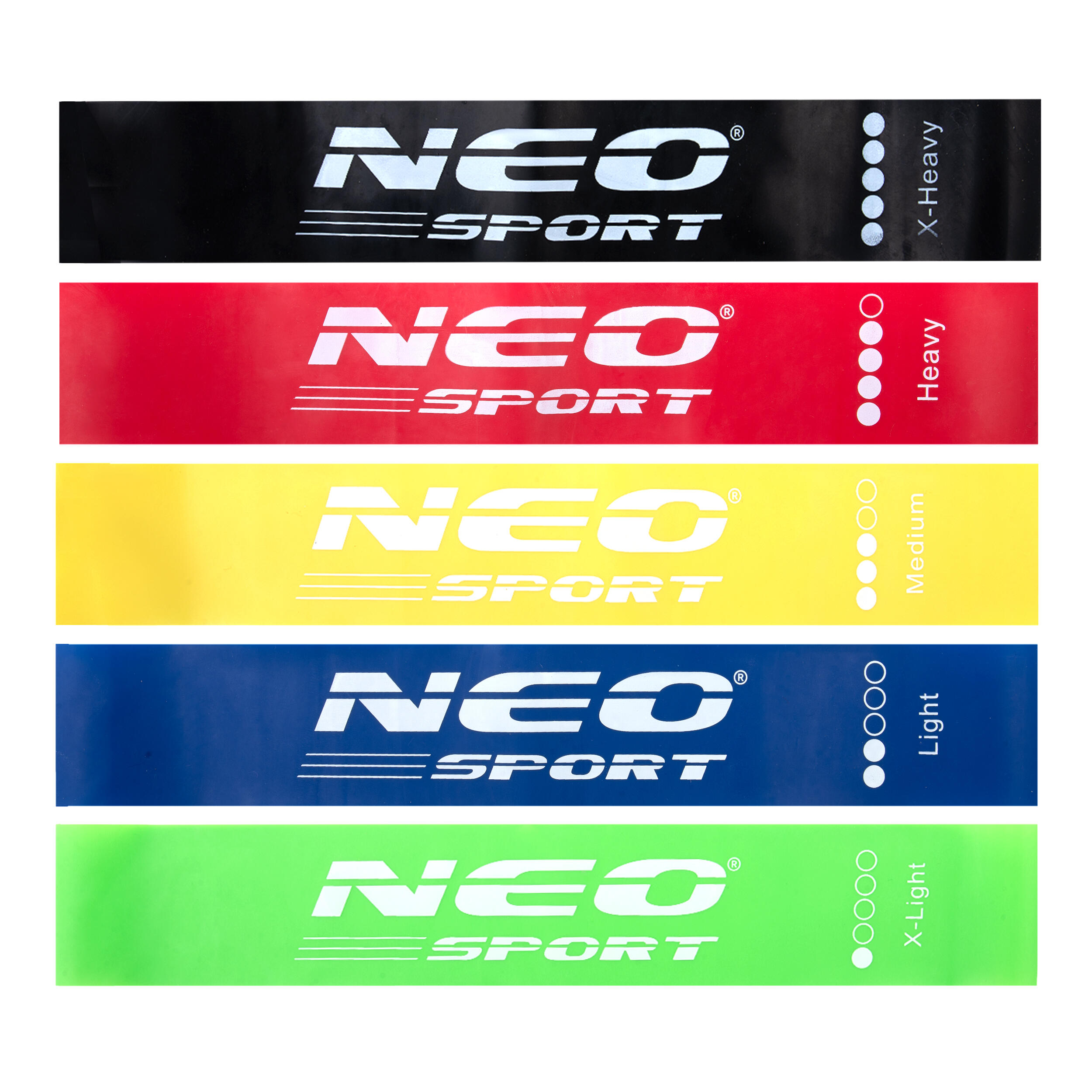 Guma taśma oporowa do ćwiczeń fitness 60x5cm zestaw 5 szt. Neo-Sport 2/7