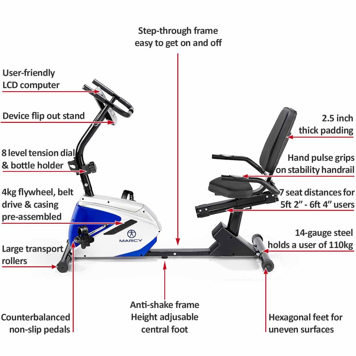 MARCY AZURE RB1016 RECUMBENT BIKE MARCY Decathlon
