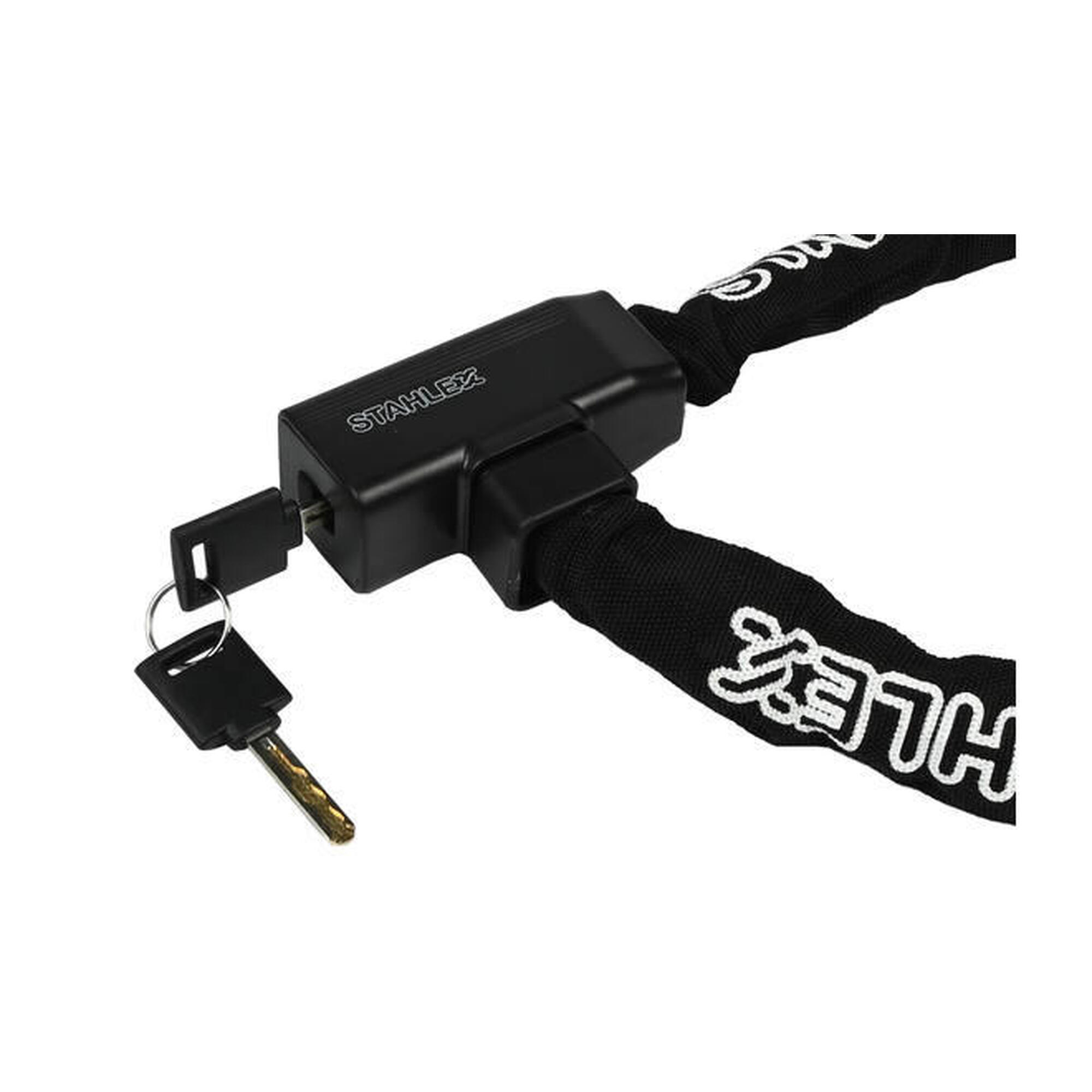 Lacăt cu lanț pentru bicicletă Ø 6 x 1400 mm - Negru