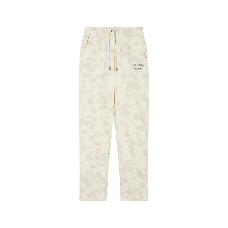 Pantaloni in felpa con stampa floreale in tono