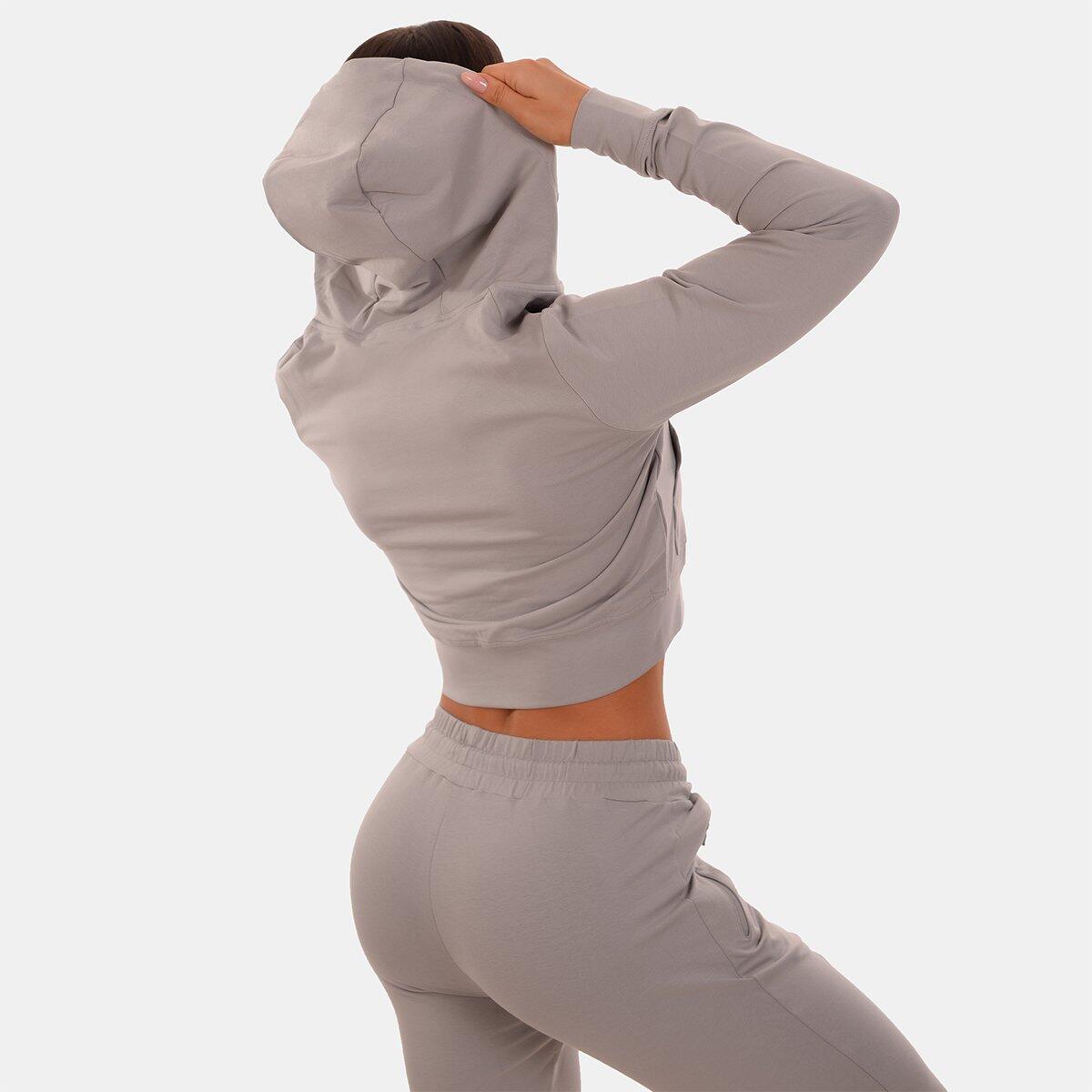Felpa donna palestra con zip grigia TRN 3/6