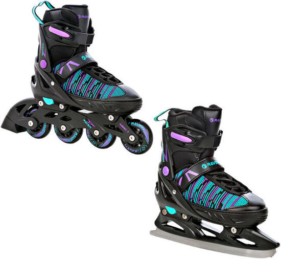 Patines Ajustables 2en1 Cande Negro/Menta/Morado