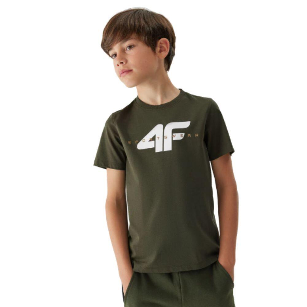 T-SHIRT DE DESPORTO EM ALGODÃO RAPAZ 4F. KAKI 1/4