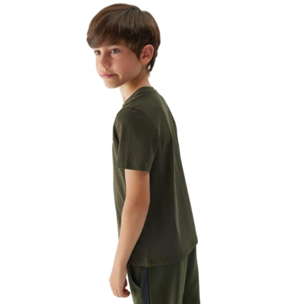 T-SHIRT DE DESPORTO EM ALGODÃO RAPAZ 4F. KAKI 3/4