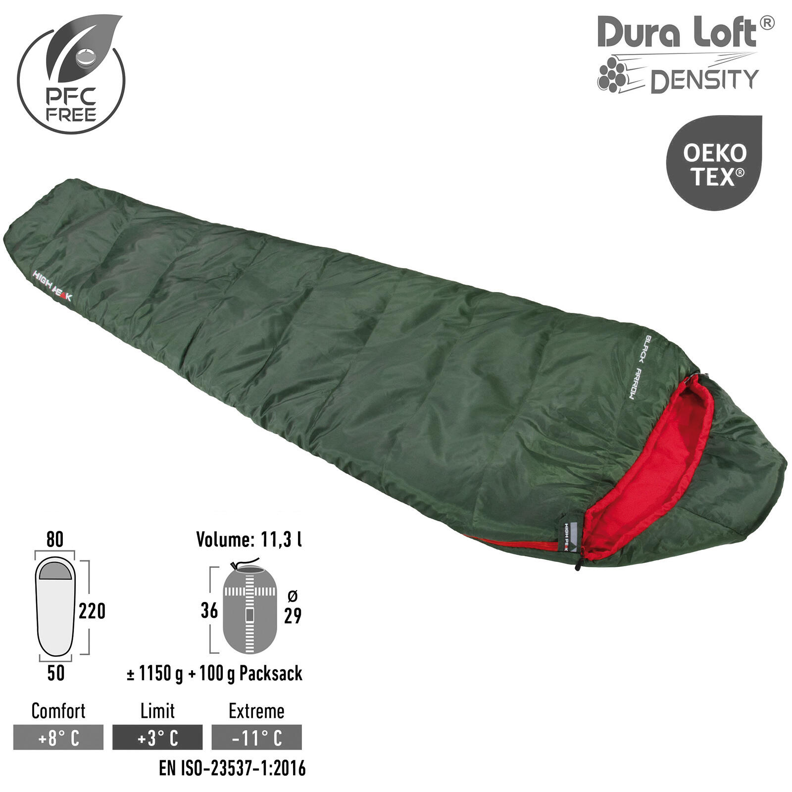 Sacco a pelo mummia Freccia Nera ECO estivo da trekking Leggero 2/8