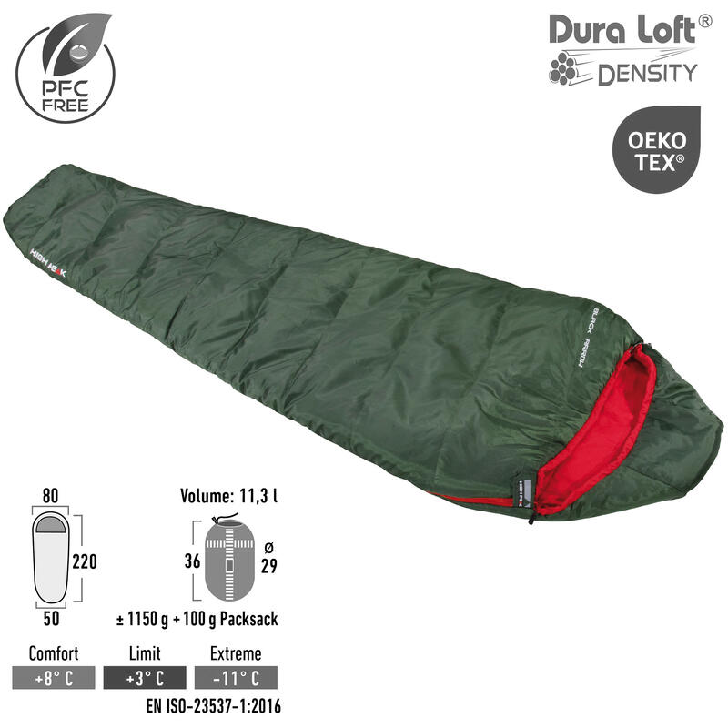 Sac de dormit High Peak Black Arrow ECO, poliester reciclat, respirabil