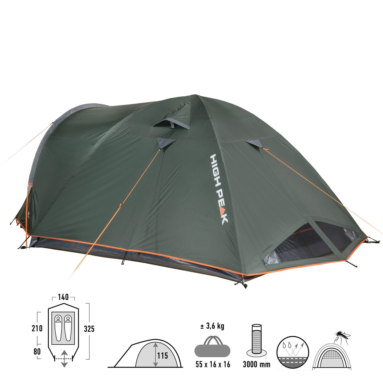 High Peak Kira Kuppelzelt Für 3-5 Personen – Iglu-Zelt Mit Vorraum, Perfekt Für Camping & Trekking