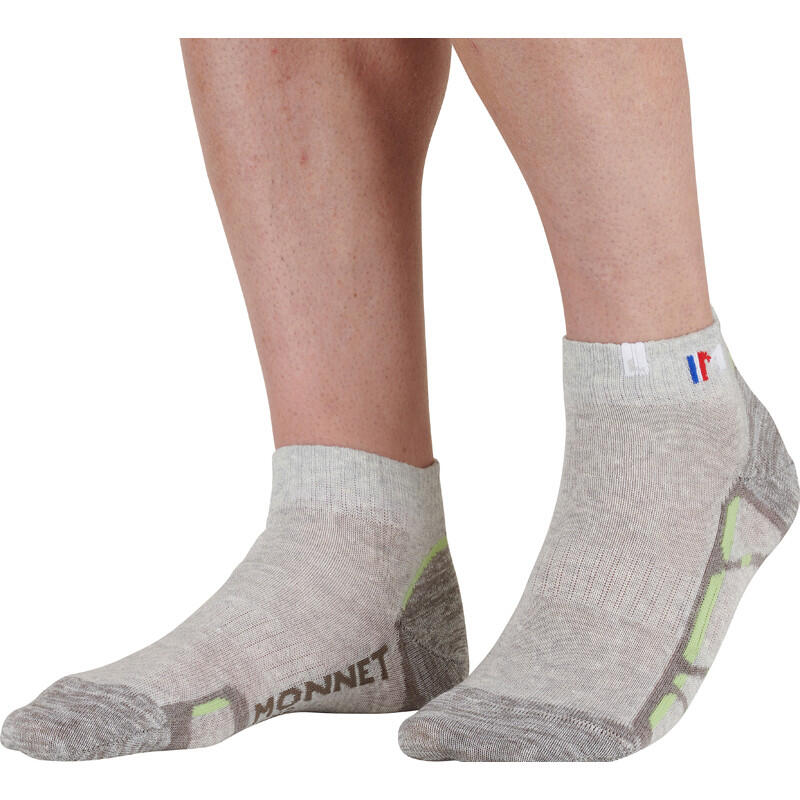 Monnet - Chaussette Basse Lin Coton - Chaussettes - Gris|vert - 35/38 - Decathlon