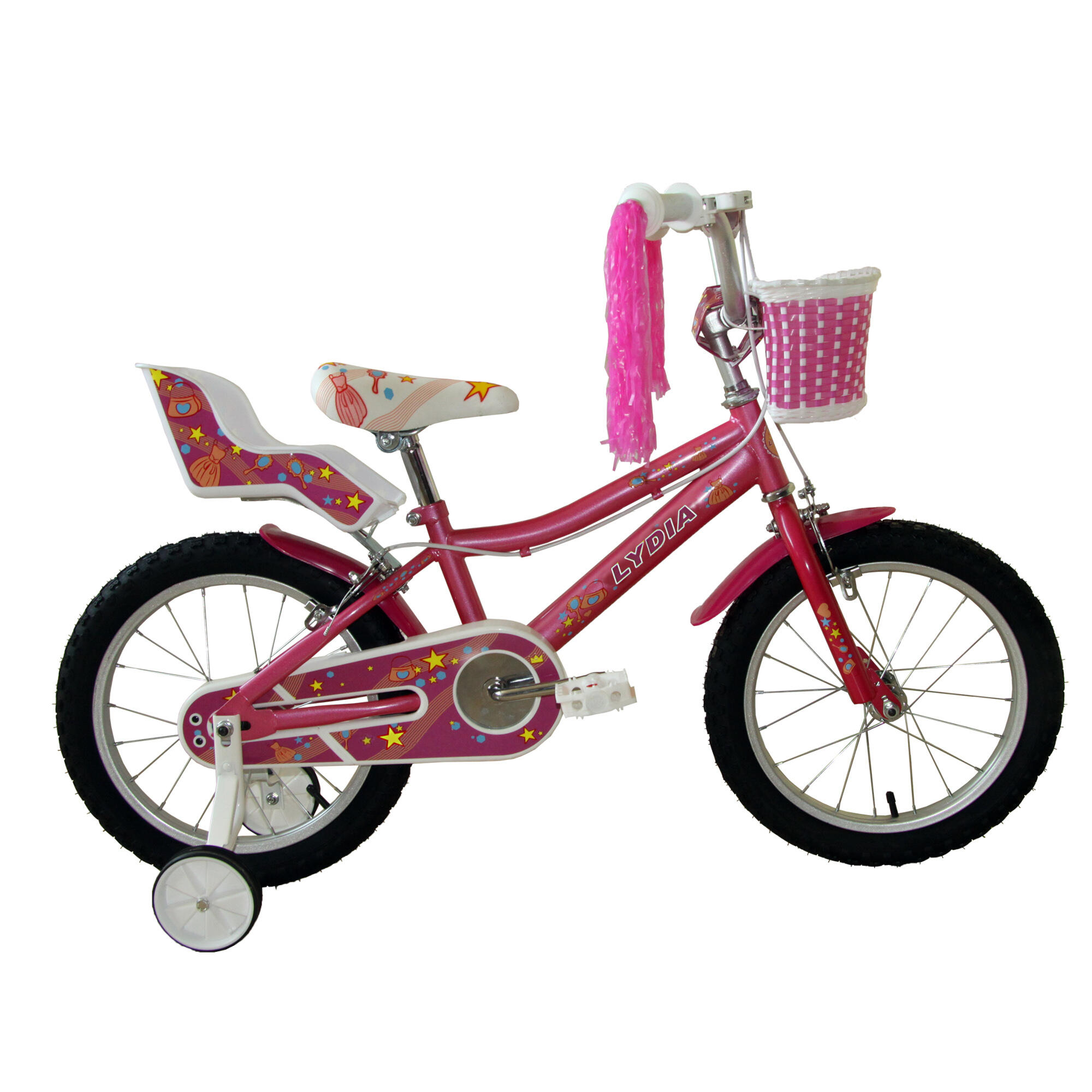 Bicicleta de montanha rosa Umit 16" Lydia com cesto e suporte de pulso
