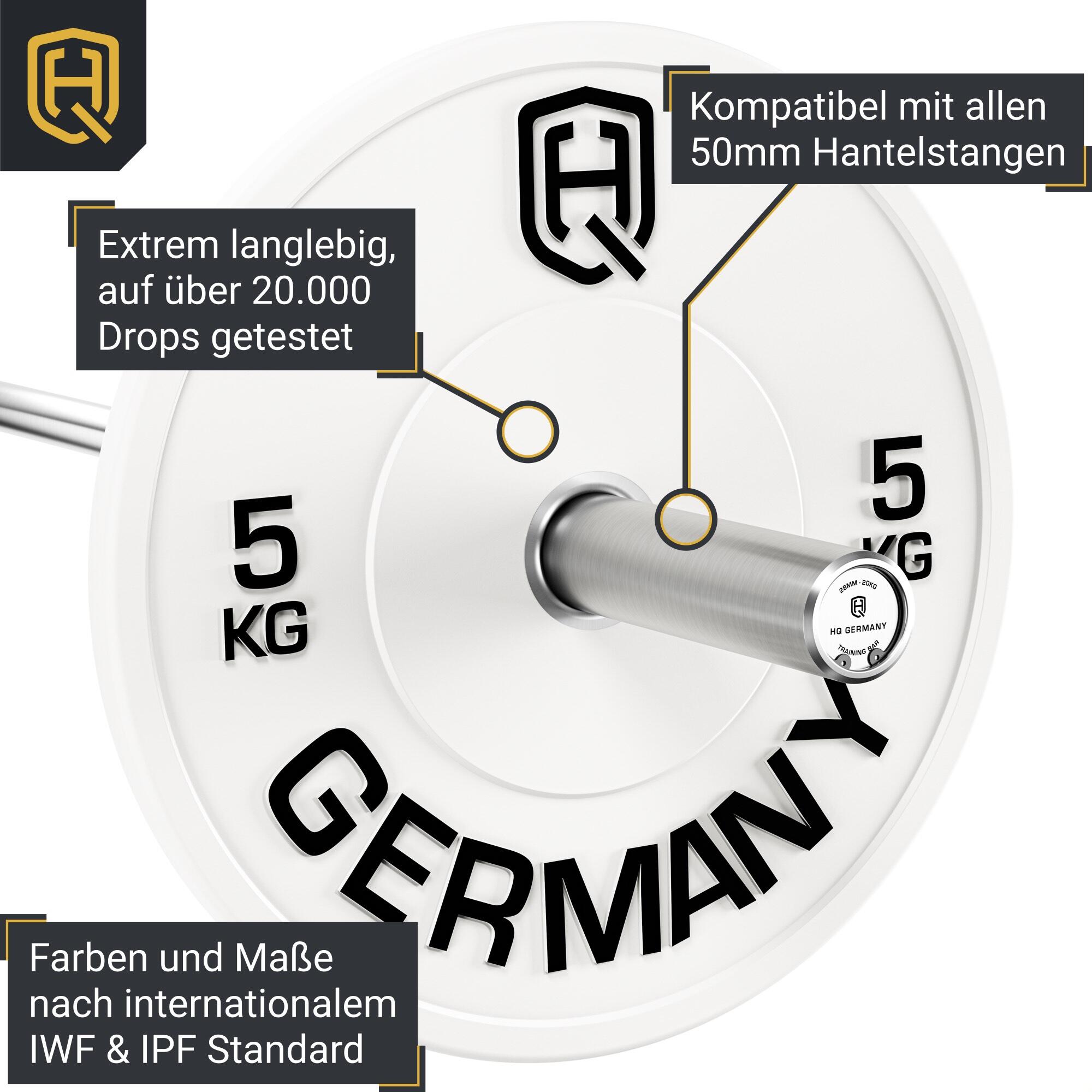 HQ Germany® Olympic Bumper Plates 50mm | Paar/Set | 5-25kg | Studio Qualität 2/7