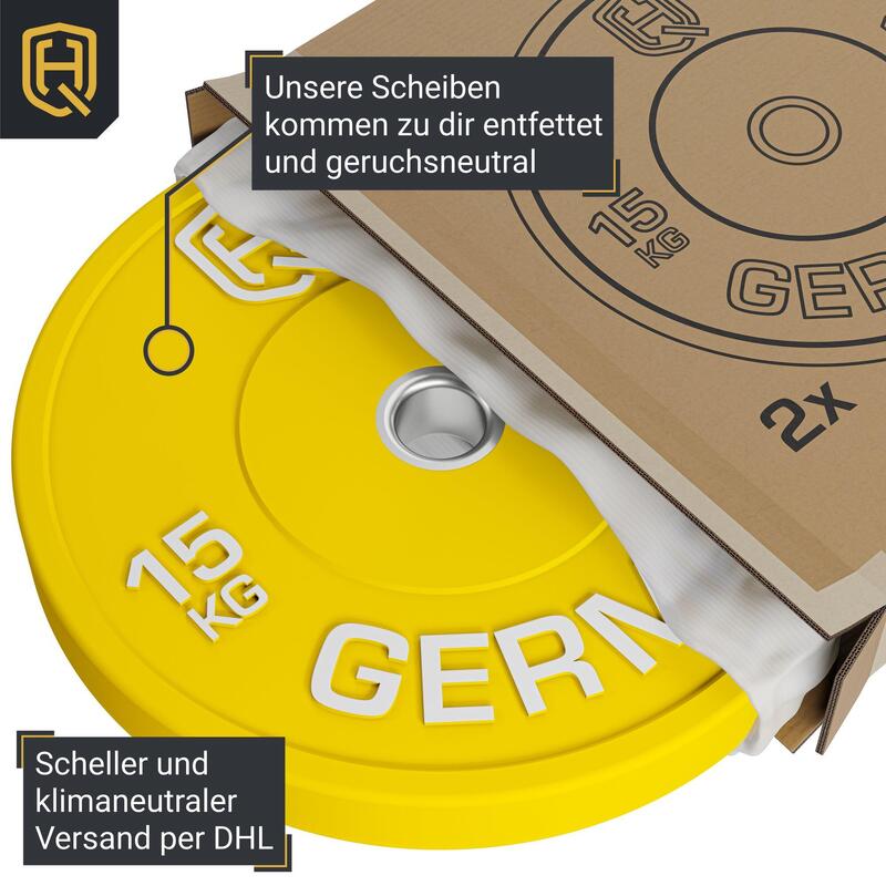 HQ Germany® Olympic Bumper Plates 50mm | Paar/Set | 5-25kg | Studio Qualität