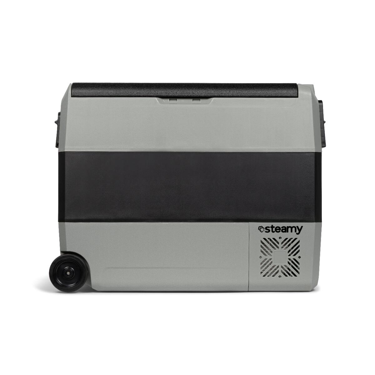 Steamy dual zone geladeira portátil elétrica sobre rodas, 56l