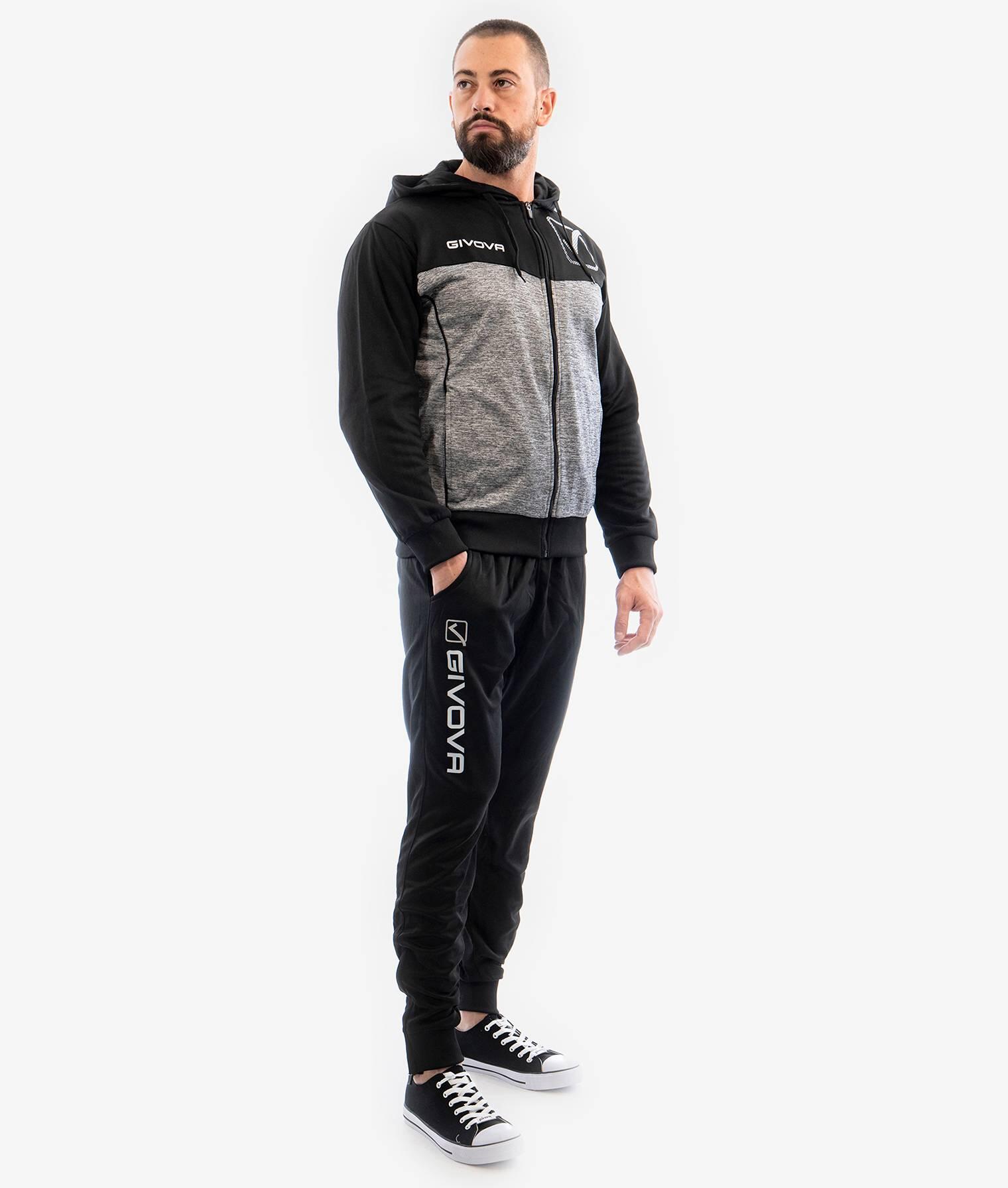 Tute complete uomo ( acetato-poliestere) givova nero/grigio scuro melange 3/3
