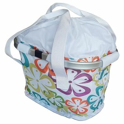 Cestino anteriore per bicicletta in tessuto con motivo floreale