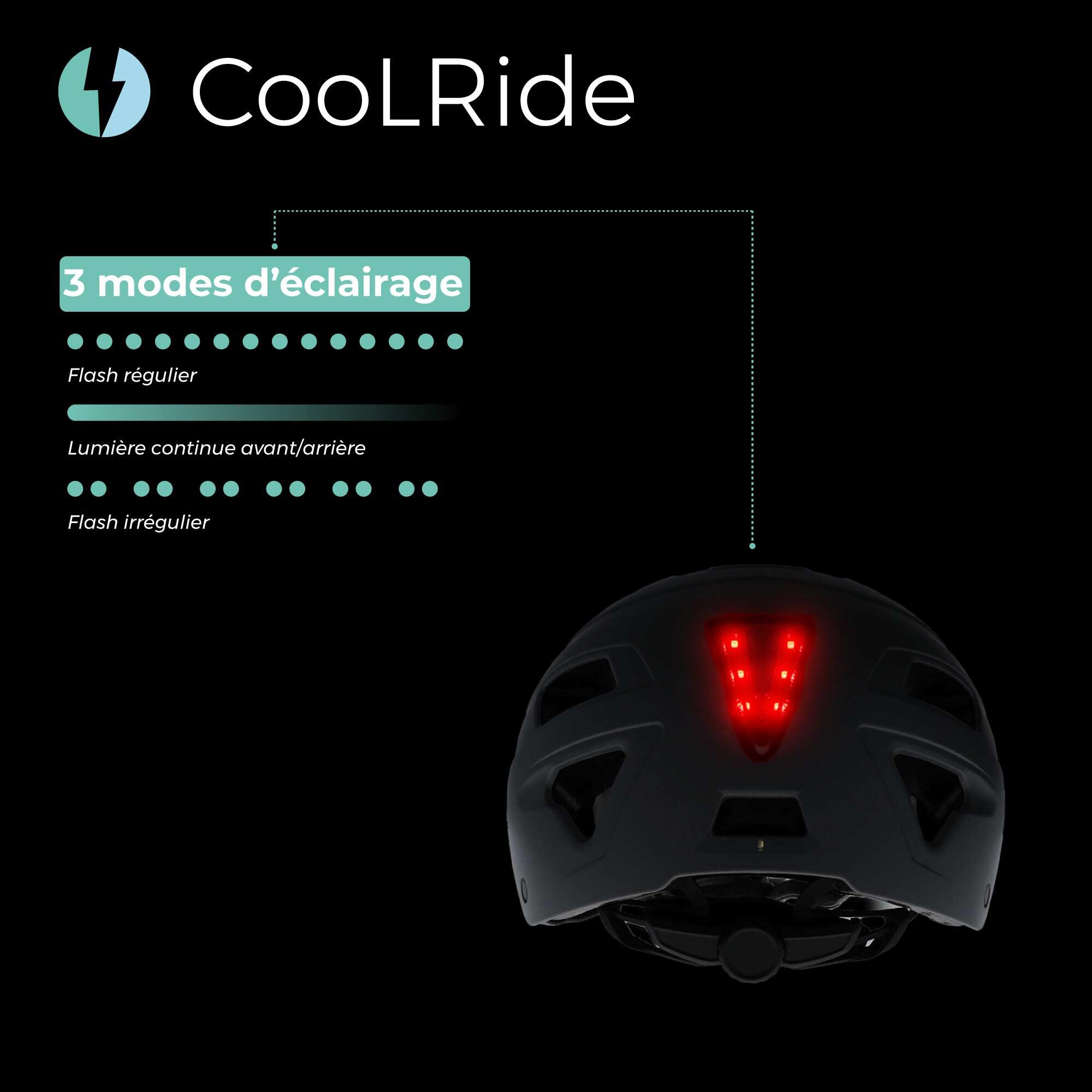 Casque vélo adulte avec LED 59-61 cm Multisport Gris avec visère intégrée 7/7