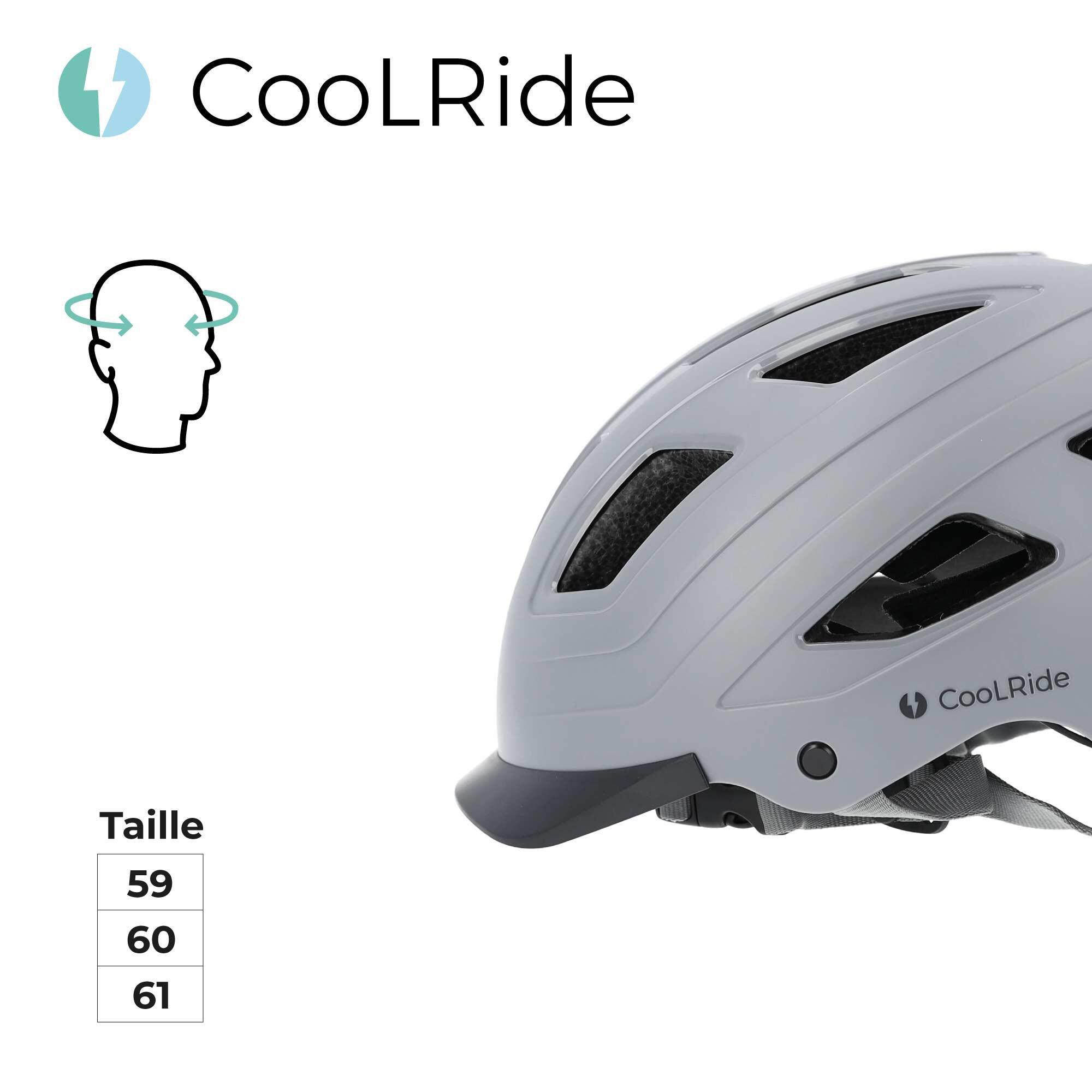 Casque vélo adulte avec LED 59-61 cm Multisport Gris avec visère intégrée 6/7
