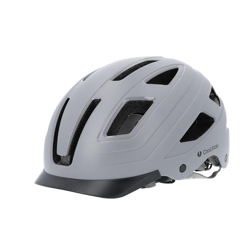 Casque vélo adulte avec LED 59-61 cm Multisport Gris avec visère intégrée